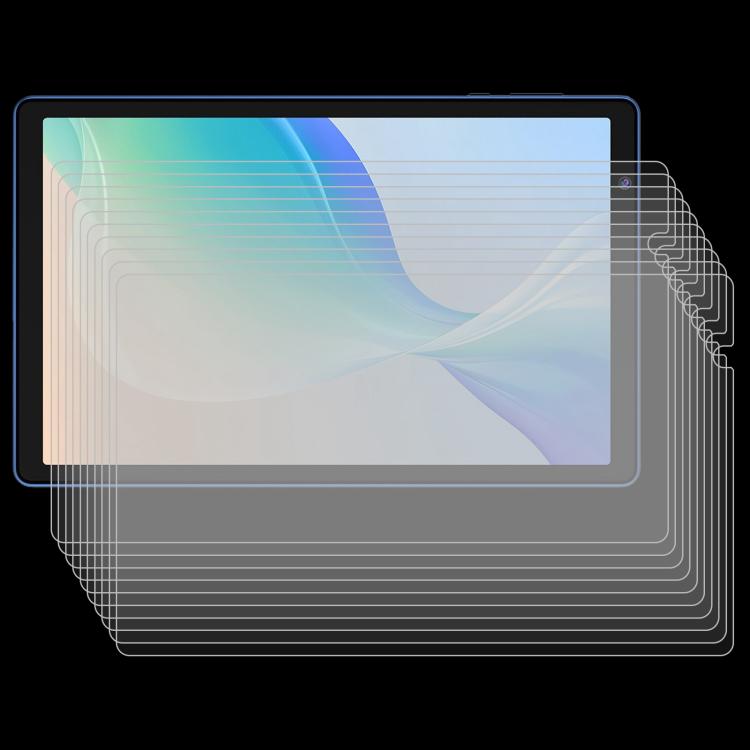 Stacked set of 25 tempered glass screen protectors for tablet display