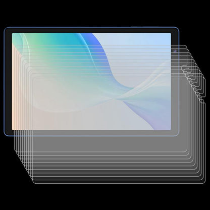 Stacked set of 25 tempered glass screen protectors for tablet display
