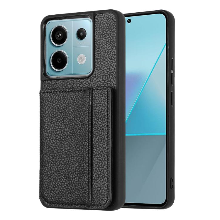 Litchi Pattern Magnetic Card Bag Holder Phone Case, For Redmi Note 13 Pro 4G Global