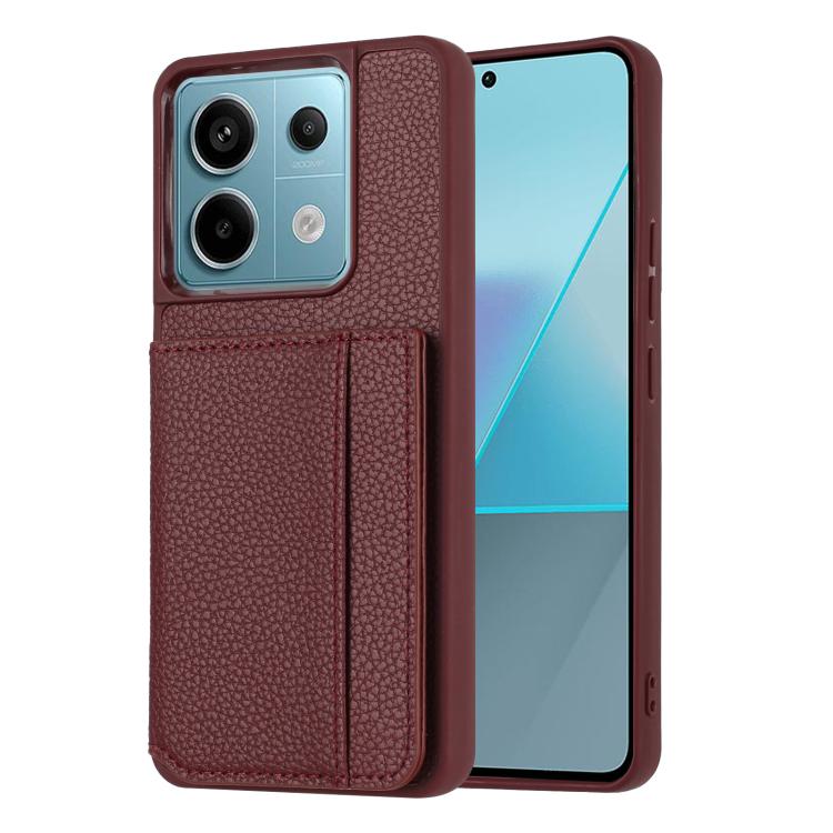 Litchi Pattern Magnetic Card Bag Holder Phone Case, For Redmi Note 13 Pro 4G Global