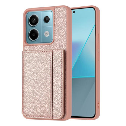 Litchi Pattern Magnetic Card Bag Holder Phone Case, For Redmi Note 13 Pro 4G Global