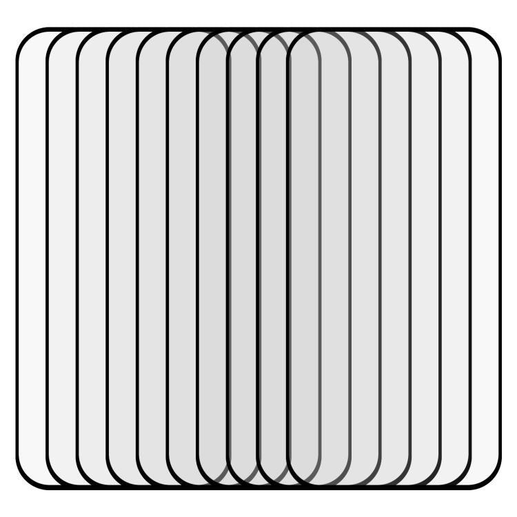 25-piece tempered glass screen protector set, stacked clear films with black outlines