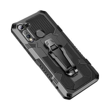 Rugged shockproof phone case, dark gray armor with camera cutouts and grip kickstand