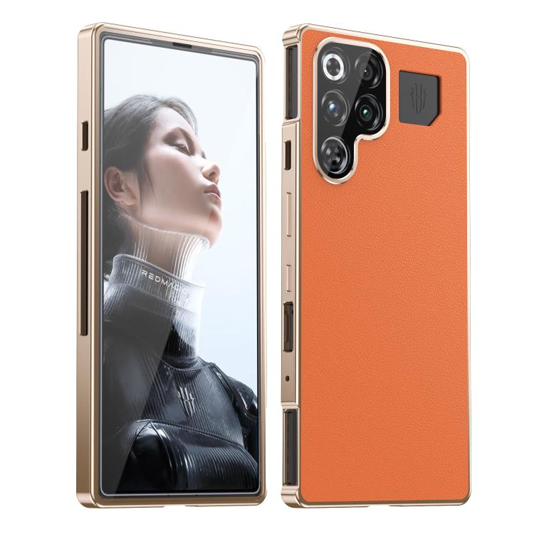 Magic Cube HD Glass Veagn Leather Magnetic Frame Metal Phone Case, For ZTE nubia RedMagic 11 Pro+ / 11 Pro
