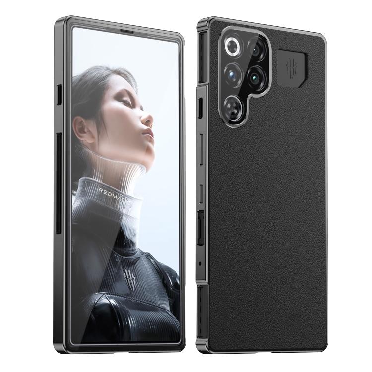 Magic Cube HD Glass Veagn Leather Magnetic Frame Metal Phone Case, For ZTE nubia RedMagic 11 Pro+ / 11 Pro