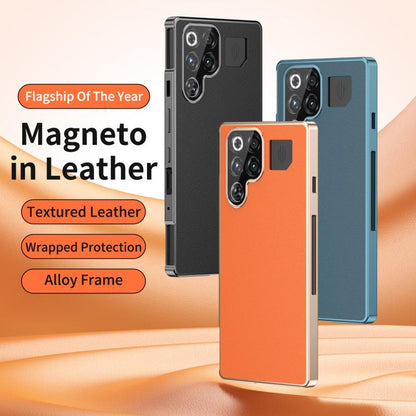 Magic Cube HD Glass Veagn Leather Magnetic Frame Metal Phone Case, For ZTE nubia RedMagic 11 Pro+ / 11 Pro