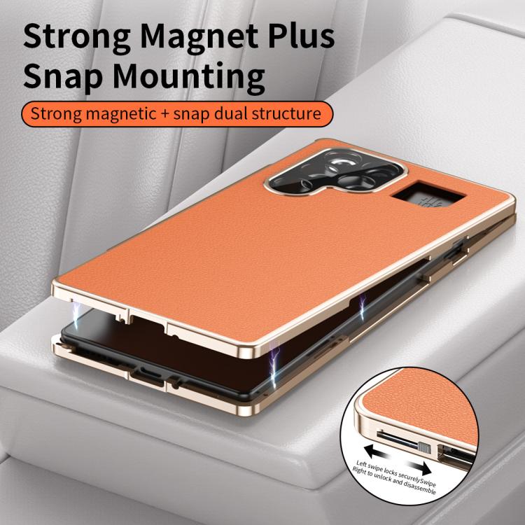 Magic Cube HD Glass Veagn Leather Magnetic Frame Metal Phone Case, For ZTE nubia RedMagic 11 Pro+ / 11 Pro