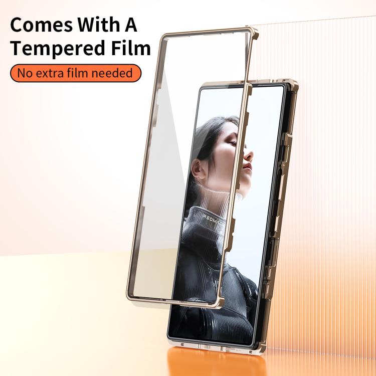 Magic Cube HD Glass Veagn Leather Magnetic Frame Metal Phone Case, For ZTE nubia RedMagic 11 Pro+ / 11 Pro