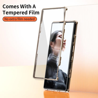 Magic Cube HD Glass Veagn Leather Magnetic Frame Metal Phone Case, For ZTE nubia RedMagic 11 Pro+ / 11 Pro