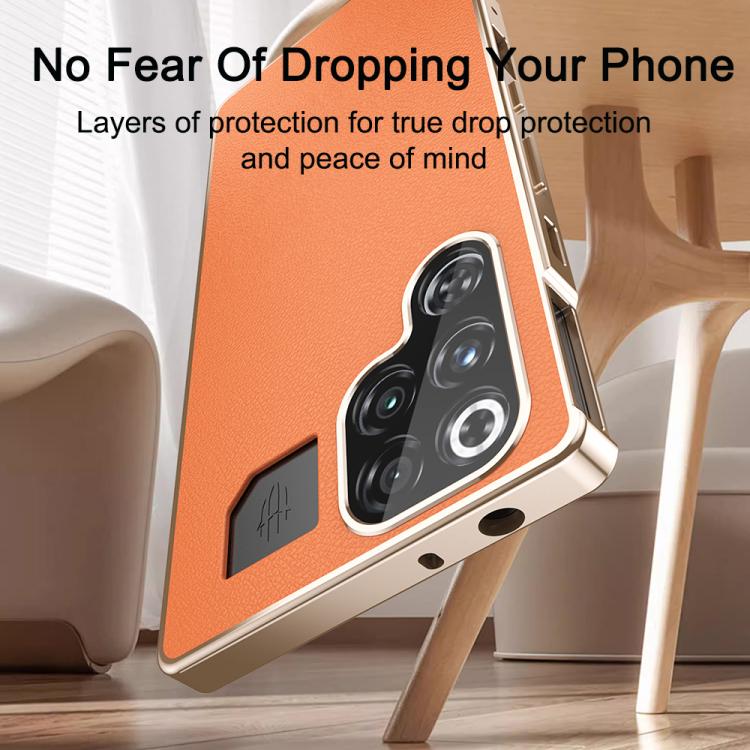 Magic Cube HD Glass Veagn Leather Magnetic Frame Metal Phone Case, For ZTE nubia RedMagic 11 Pro+ / 11 Pro