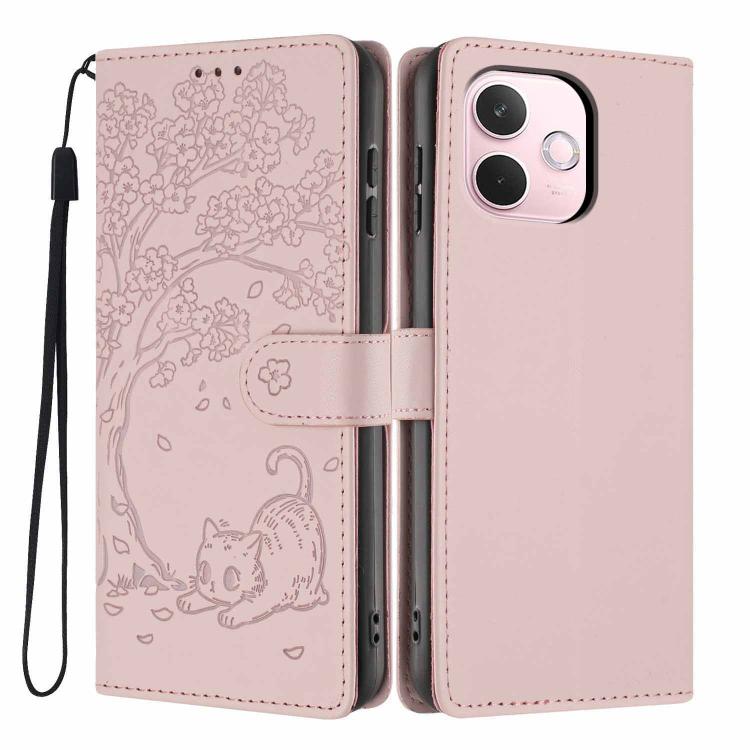 Tree Cat Embossed Flip Vegan Leather Phone Case, For OPPO A57 4G / A77 4G Global, For OPPO A6x 5G / A6 5G Global, For OPPO Reno15 Pro 5G Global, For OPPO Reno15 5G Global, For OPPO Find X9, For OPPO A6 Pro 4G / 5G Global / F31 5G, For OPPO Find X9 Pro ...