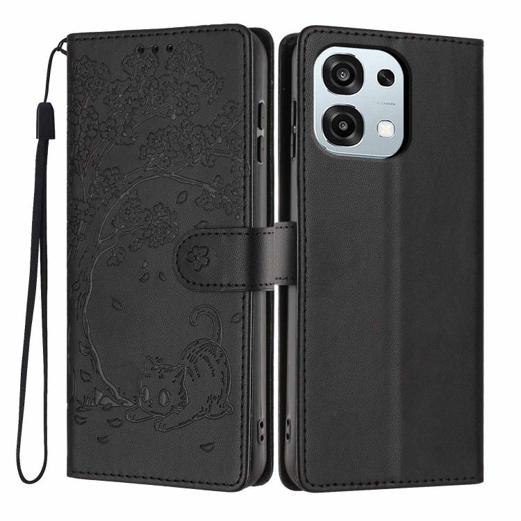 Tree Cat Embossed Flip Vegan Leather Phone Case, For OPPO A57 4G / A77 4G Global, For OPPO A6x 5G / A6 5G Global, For OPPO Reno15 Pro 5G Global, For OPPO Reno15 5G Global, For OPPO Find X9, For OPPO A6 Pro 4G / 5G Global / F31 5G, For OPPO Find X9 Pro ...