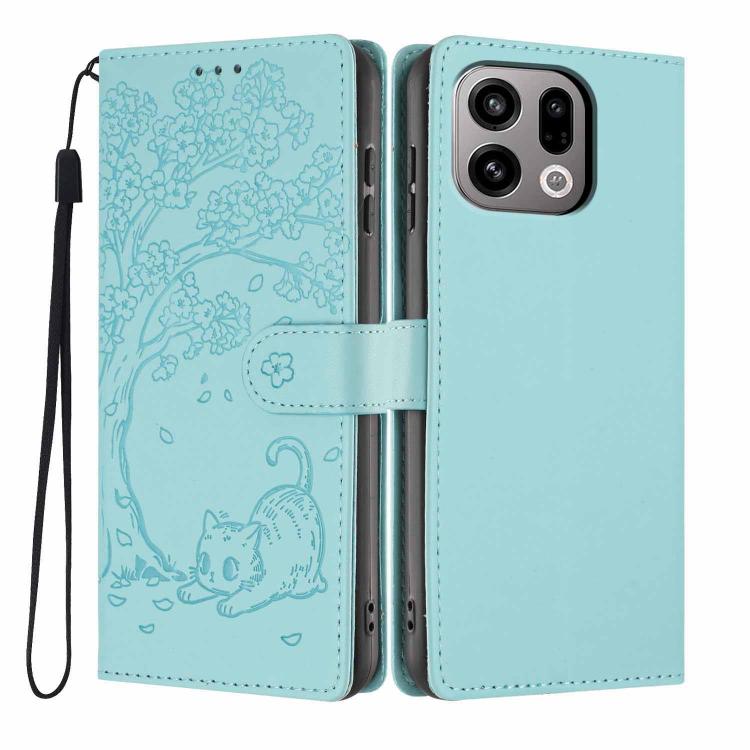 Tree Cat Embossed Flip Vegan Leather Phone Case, For OPPO A57 4G / A77 4G Global, For OPPO A6x 5G / A6 5G Global, For OPPO Reno15 Pro 5G Global, For OPPO Reno15 5G Global, For OPPO Find X9, For OPPO A6 Pro 4G / 5G Global / F31 5G, For OPPO Find X9 Pro ...