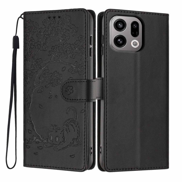 Tree Cat Embossed Flip Vegan Leather Phone Case, For OPPO A57 4G / A77 4G Global, For OPPO A6x 5G / A6 5G Global, For OPPO Reno15 Pro 5G Global, For OPPO Reno15 5G Global, For OPPO Find X9, For OPPO A6 Pro 4G / 5G Global / F31 5G, For OPPO Find X9 Pro ...