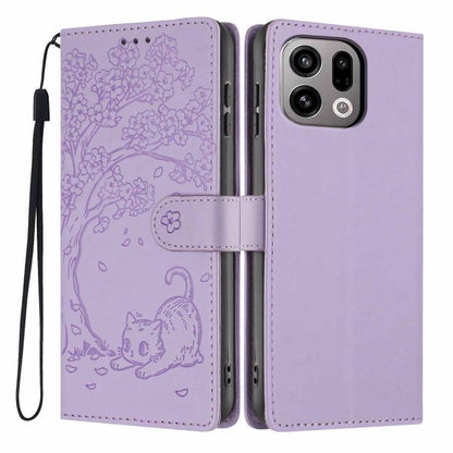 Tree Cat Embossed Flip Vegan Leather Phone Case, For OPPO A57 4G / A77 4G Global, For OPPO A6x 5G / A6 5G Global, For OPPO Reno15 Pro 5G Global, For OPPO Reno15 5G Global, For OPPO Find X9, For OPPO A6 Pro 4G / 5G Global / F31 5G, For OPPO Find X9 Pro ...