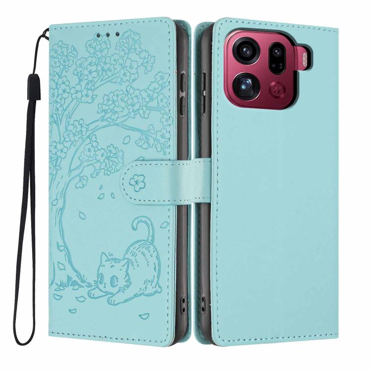 Tree Cat Embossed Flip Vegan Leather Phone Case, For OPPO A57 4G / A77 4G Global, For OPPO A6x 5G / A6 5G Global, For OPPO Reno15 Pro 5G Global, For OPPO Reno15 5G Global, For OPPO Find X9, For OPPO A6 Pro 4G / 5G Global / F31 5G, For OPPO Find X9 Pro ...