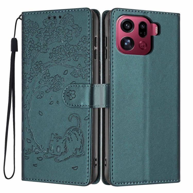 Tree Cat Embossed Flip Vegan Leather Phone Case, For OPPO A57 4G / A77 4G Global, For OPPO A6x 5G / A6 5G Global, For OPPO Reno15 Pro 5G Global, For OPPO Reno15 5G Global, For OPPO Find X9, For OPPO A6 Pro 4G / 5G Global / F31 5G, For OPPO Find X9 Pro ...