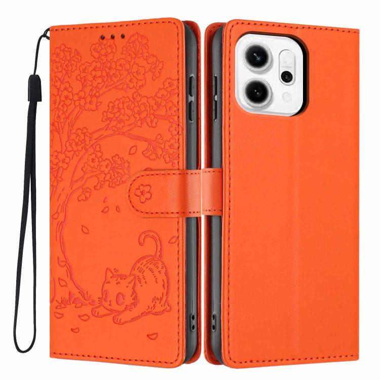 Tree Cat Embossed Flip Vegan Leather Phone Case, For OPPO A57 4G / A77 4G Global, For OPPO A6x 5G / A6 5G Global, For OPPO Reno15 Pro 5G Global, For OPPO Reno15 5G Global, For OPPO Find X9, For OPPO A6 Pro 4G / 5G Global / F31 5G, For OPPO Find X9 Pro ...