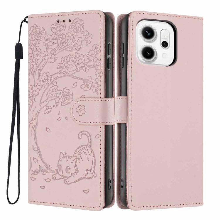 Tree Cat Embossed Flip Vegan Leather Phone Case, For OPPO A57 4G / A77 4G Global, For OPPO A6x 5G / A6 5G Global, For OPPO Reno15 Pro 5G Global, For OPPO Reno15 5G Global, For OPPO Find X9, For OPPO A6 Pro 4G / 5G Global / F31 5G, For OPPO Find X9 Pro ...