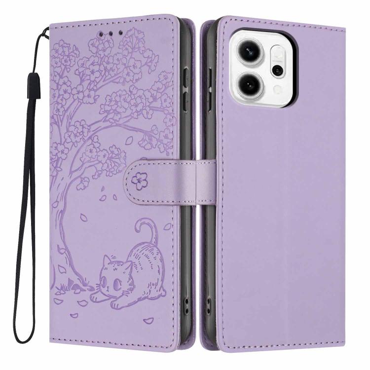 Tree Cat Embossed Flip Vegan Leather Phone Case, For OPPO A57 4G / A77 4G Global, For OPPO A6x 5G / A6 5G Global, For OPPO Reno15 Pro 5G Global, For OPPO Reno15 5G Global, For OPPO Find X9, For OPPO A6 Pro 4G / 5G Global / F31 5G, For OPPO Find X9 Pro ...