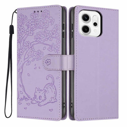 Tree Cat Embossed Flip Vegan Leather Phone Case, For OPPO A57 4G / A77 4G Global, For OPPO A6x 5G / A6 5G Global, For OPPO Reno15 Pro 5G Global, For OPPO Reno15 5G Global, For OPPO Find X9, For OPPO A6 Pro 4G / 5G Global / F31 5G, For OPPO Find X9 Pro ...