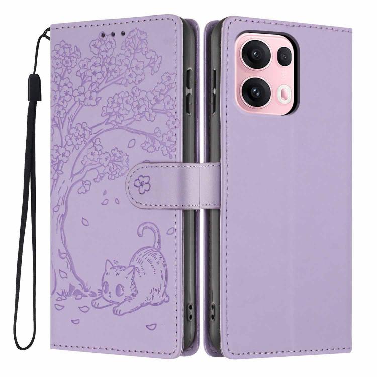 Tree Cat Embossed Flip Vegan Leather Phone Case, For OPPO A57 4G / A77 4G Global, For OPPO A6x 5G / A6 5G Global, For OPPO Reno15 Pro 5G Global, For OPPO Reno15 5G Global, For OPPO Find X9, For OPPO A6 Pro 4G / 5G Global / F31 5G, For OPPO Find X9 Pro ...