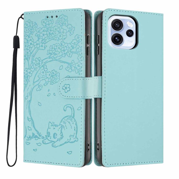 Tree Cat Embossed Flip Vegan Leather Phone Case, For OPPO A57 4G / A77 4G Global, For OPPO A6x 5G / A6 5G Global, For OPPO Reno15 Pro 5G Global, For OPPO Reno15 5G Global, For OPPO Find X9, For OPPO A6 Pro 4G / 5G Global / F31 5G, For OPPO Find X9 Pro ...