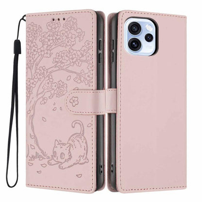 Tree Cat Embossed Flip Vegan Leather Phone Case, For OPPO A57 4G / A77 4G Global, For OPPO A6x 5G / A6 5G Global, For OPPO Reno15 Pro 5G Global, For OPPO Reno15 5G Global, For OPPO Find X9, For OPPO A6 Pro 4G / 5G Global / F31 5G, For OPPO Find X9 Pro ...
