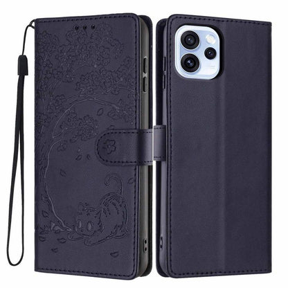 Tree Cat Embossed Flip Vegan Leather Phone Case, For OPPO A57 4G / A77 4G Global, For OPPO A6x 5G / A6 5G Global, For OPPO Reno15 Pro 5G Global, For OPPO Reno15 5G Global, For OPPO Find X9, For OPPO A6 Pro 4G / 5G Global / F31 5G, For OPPO Find X9 Pro ...