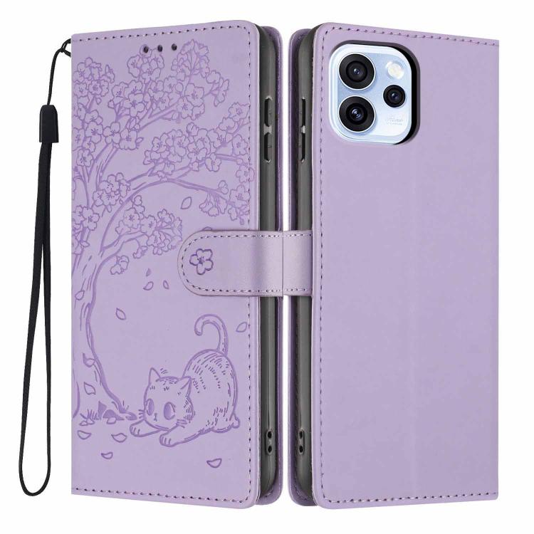 Tree Cat Embossed Flip Vegan Leather Phone Case, For OPPO A57 4G / A77 4G Global, For OPPO A6x 5G / A6 5G Global, For OPPO Reno15 Pro 5G Global, For OPPO Reno15 5G Global, For OPPO Find X9, For OPPO A6 Pro 4G / 5G Global / F31 5G, For OPPO Find X9 Pro ...