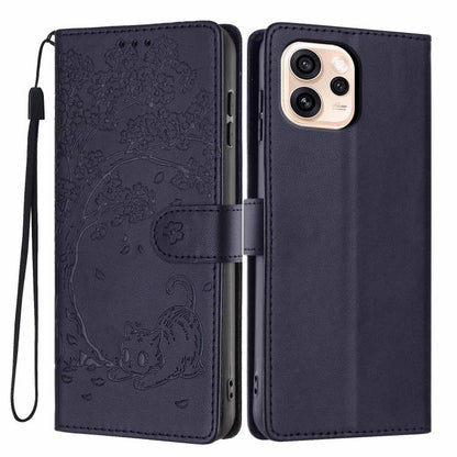 Tree Cat Embossed Flip Vegan Leather Phone Case, For OPPO A57 4G / A77 4G Global, For OPPO A6x 5G / A6 5G Global, For OPPO Reno15 Pro 5G Global, For OPPO Reno15 5G Global, For OPPO Find X9, For OPPO A6 Pro 4G / 5G Global / F31 5G, For OPPO Find X9 Pro ...