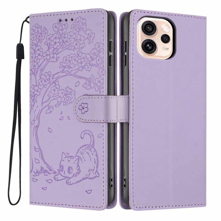 Tree Cat Embossed Flip Vegan Leather Phone Case, For OPPO A57 4G / A77 4G Global, For OPPO A6x 5G / A6 5G Global, For OPPO Reno15 Pro 5G Global, For OPPO Reno15 5G Global, For OPPO Find X9, For OPPO A6 Pro 4G / 5G Global / F31 5G, For OPPO Find X9 Pro ...