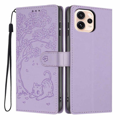 Tree Cat Embossed Flip Vegan Leather Phone Case, For OPPO A57 4G / A77 4G Global, For OPPO A6x 5G / A6 5G Global, For OPPO Reno15 Pro 5G Global, For OPPO Reno15 5G Global, For OPPO Find X9, For OPPO A6 Pro 4G / 5G Global / F31 5G, For OPPO Find X9 Pro ...