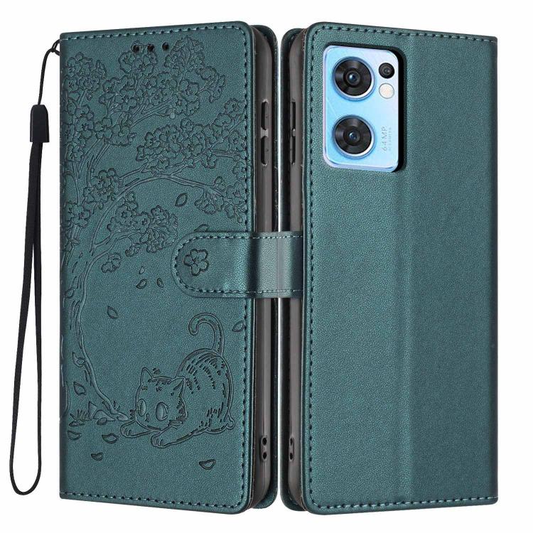 Tree Cat Embossed Flip Vegan Leather Phone Case, For OPPO Find X5 Pro, For OPPO Find X5, For OPPO Find X5 Lite, For OPPO A36 / A76 / A96