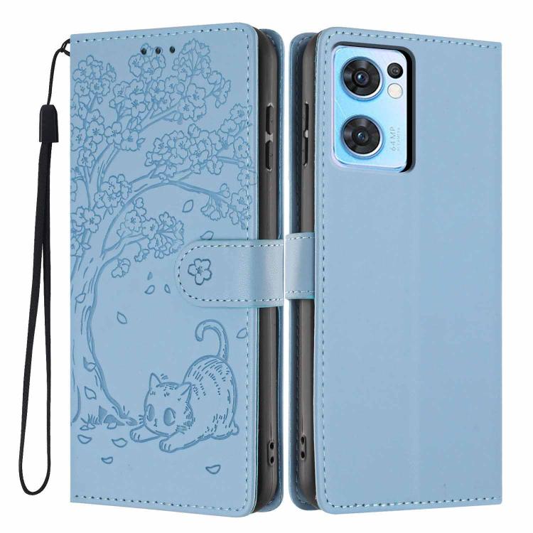 Tree Cat Embossed Flip Vegan Leather Phone Case, For OPPO Find X5 Pro, For OPPO Find X5, For OPPO Find X5 Lite, For OPPO A36 / A76 / A96