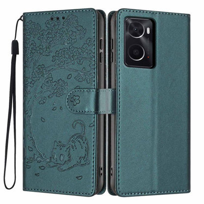 Tree Cat Embossed Flip Vegan Leather Phone Case, For OPPO Find X5 Pro, For OPPO Find X5, For OPPO Find X5 Lite, For OPPO A36 / A76 / A96