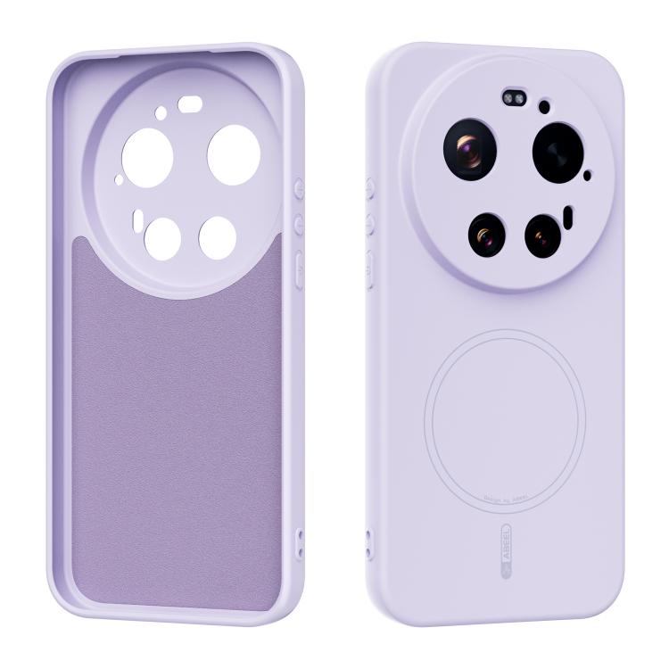 Lilac purple MagSafe liquid silicone phone case with camera cutouts