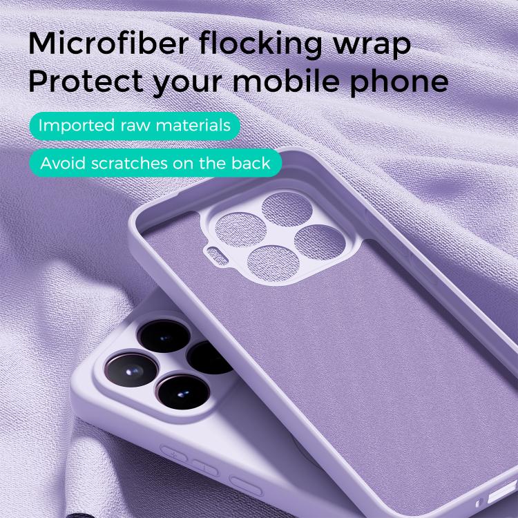 Lavender liquid silicone phone case with MagSafe ring and rear camera cutout