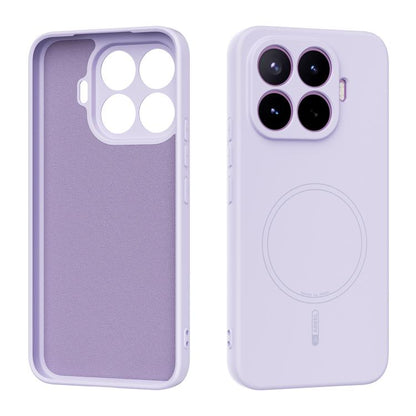 Lilac purple liquid silicone phone case with MagSafe ring and camera cutouts