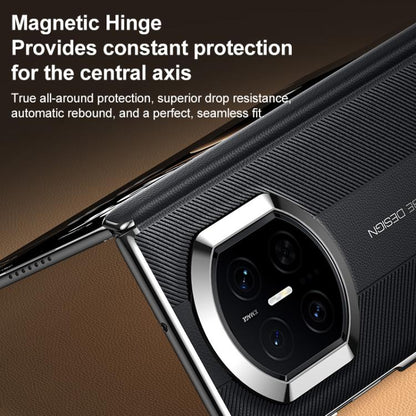 Folding hinge phone case close-up in black with camera cutout and hinge bar