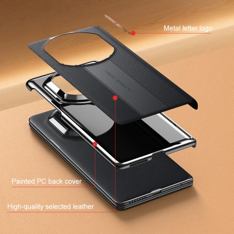 Black folding hinge phone case with textured back and camera cutout
