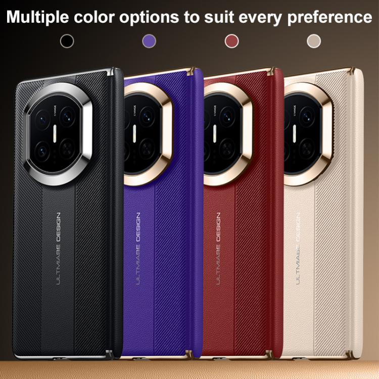 Set of folding hinge phone cases in black, purple, red, and gold