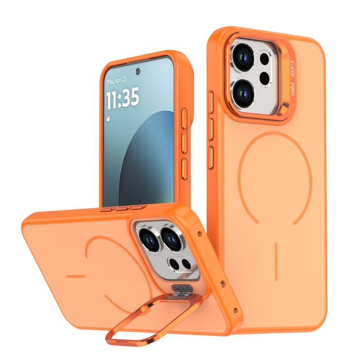 Bright Color Contrast Skin-feel Camera Bracket Magsafe Phone Case, For OPPO Reno14 F 5G Global