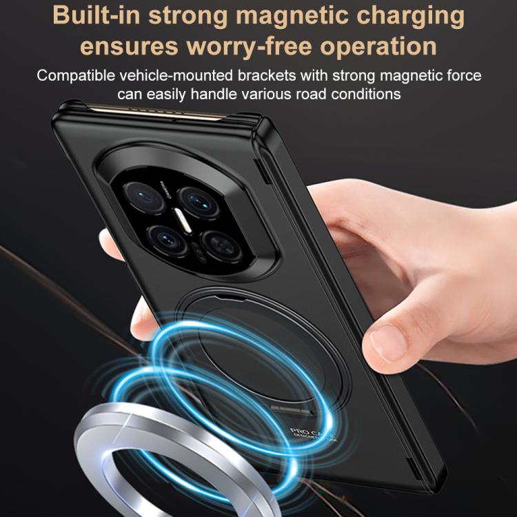 Black phone case with built-in magnetic charging circle ring