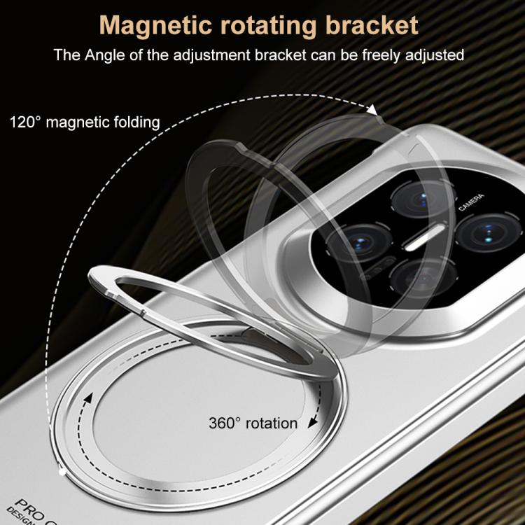 Silver phone case with 360° magnetic rotating bracket holder detail