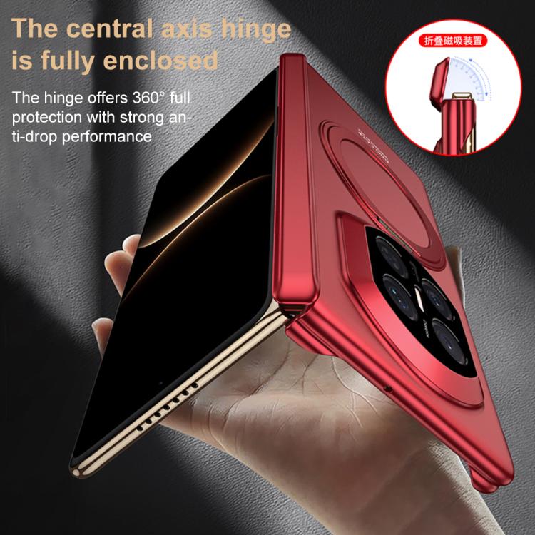 Red phone case with central hinge and protective full coverage
