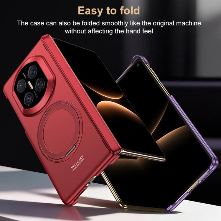 Red phone case with magnetic rotating holder stand for viewing angles