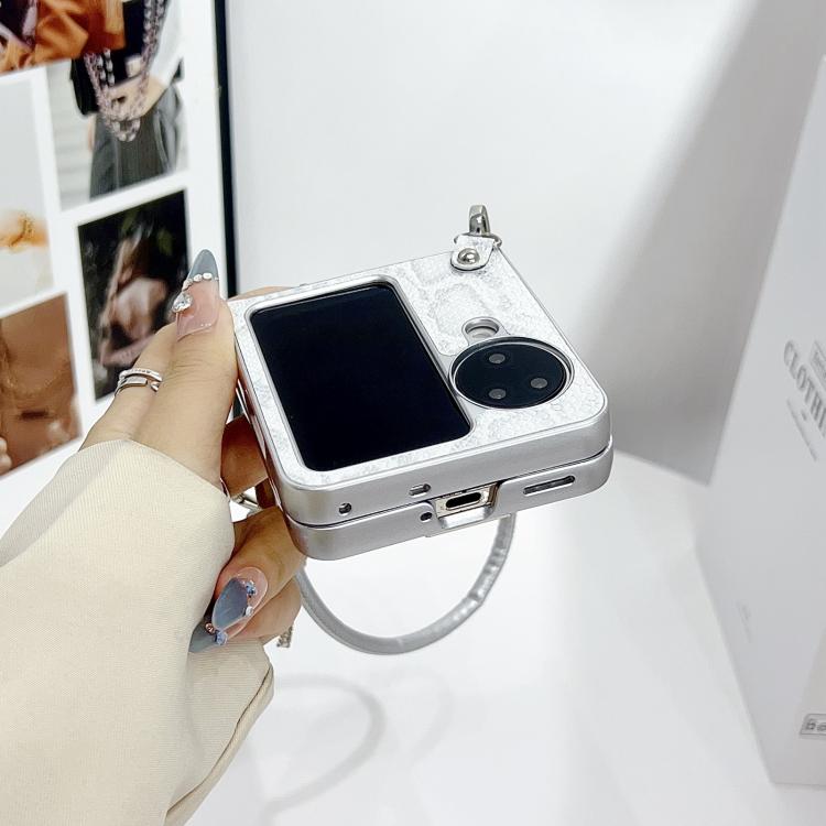 Scale Texture Bow Phone Case with Wrist Strap / Nameplate, For OPPO Find N3 Flip