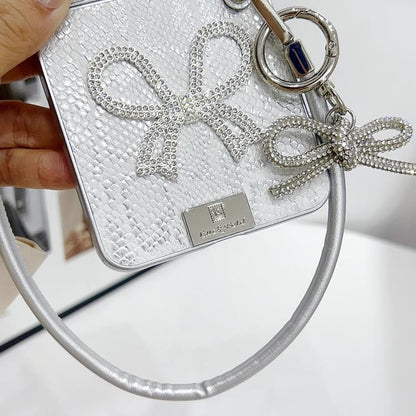 Scale Texture Bow Phone Case with Wrist Strap / Nameplate, For OPPO Find N3 Flip