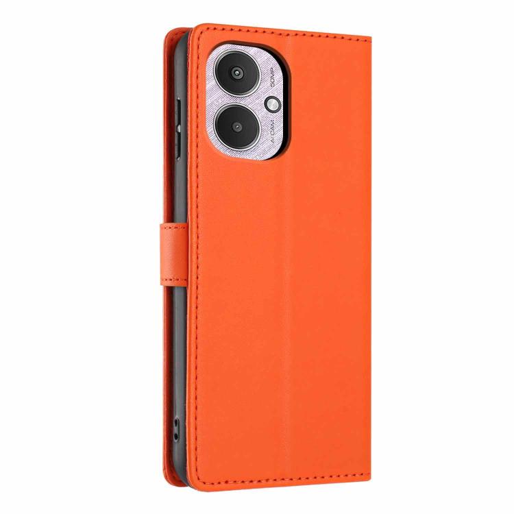 Orange tree cat embossed vegan leather phone case, back with camera cutout